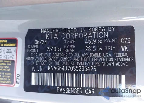 2025 Kia K5 Gt-Line from USA, damaged, VIN KNAG64J70S5295426